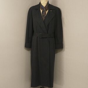 Vintage 90s Belted Trench Coat Quality Lined Dark Navy Blue w Zip Out M/L 8-10 S